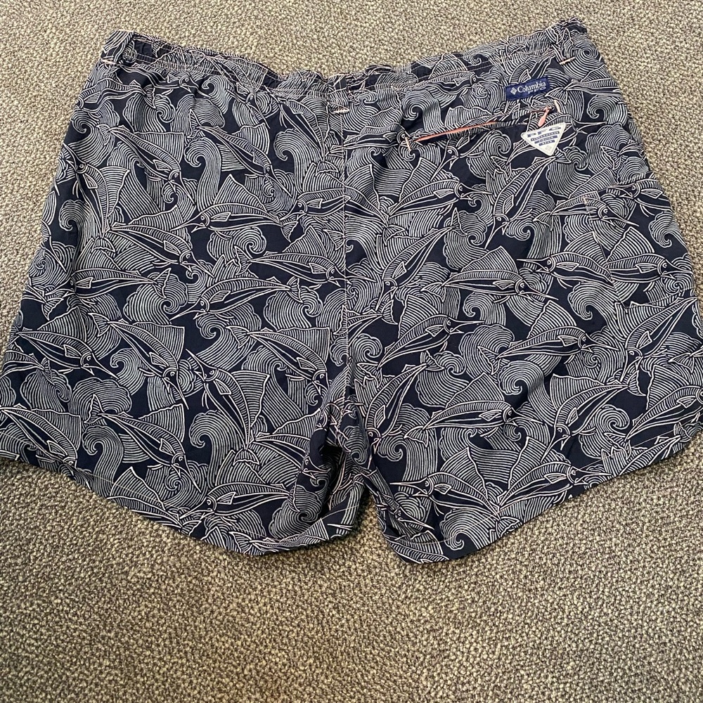 Columbia PFG Blue and Light Pink Men Swim Trunks - 2XL